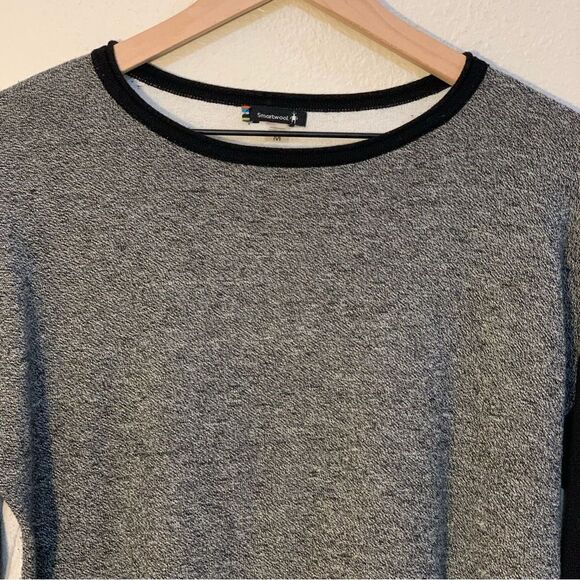 SMARTWOOL Merino Wool Top Women’s M Gray Black Cream Crew Neck Long Sleeve. - Picture 4 of 13